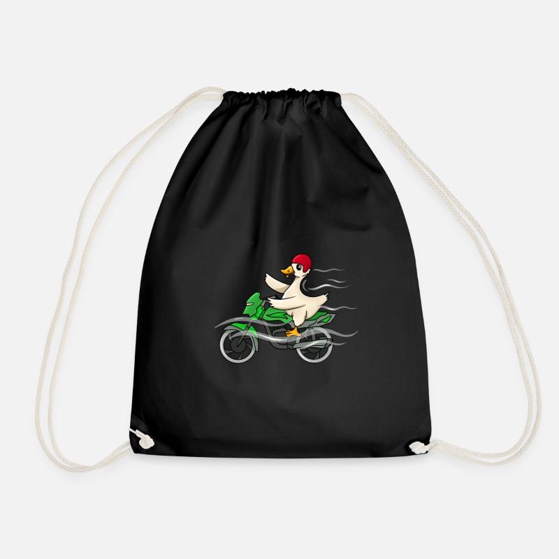 Duck Riding Motorbike - Drawstring Bag - black