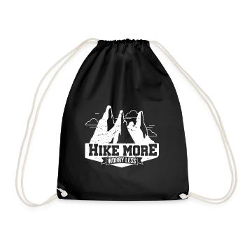 Hike More Worry Less Hiking Trekking Hiker Nature - Turnbeutel - Schwarz - Vorne