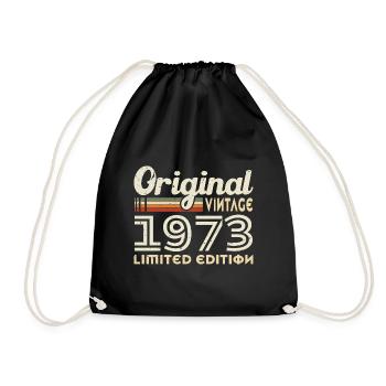 Original 1973 Vintage Geburtstagsgeschenk - Turnbeutel - Schwarz - Vorne