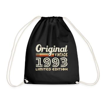 Original 1993 Vintage Geburtstagsgeschenk - Turnbeutel - Schwarz - Vorne