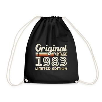 Original 1983 Vintage Geburtstagsgeschenk - Turnbeutel - Schwarz - Vorne