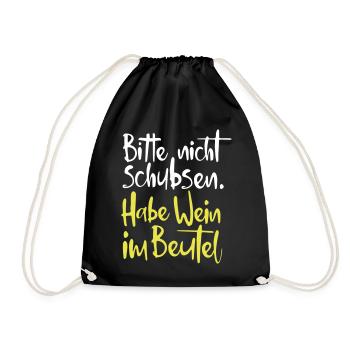 Please do not shove, have wine in the bag. - Drawstring Bag - black - Front