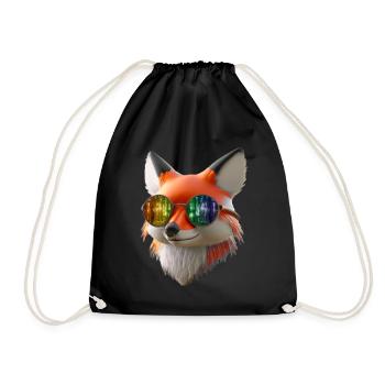 Fox head with sunglasses - Drawstring Bag - black - Front