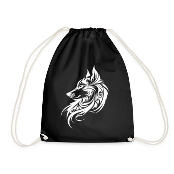 Wolf Silhouette Tribal Tattoo Style Animal Nature Fan - Sac de sport léger - noir - Devant