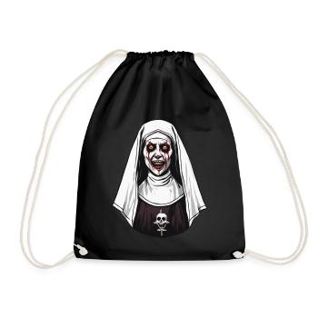 Horror Nun Halloween Creepy - Drawstring Bag - black - Front