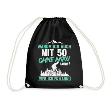 50 Geburtstag Radfahrer 50 Jahre Spruch - Turnbeutel - Schwarz - Vorne