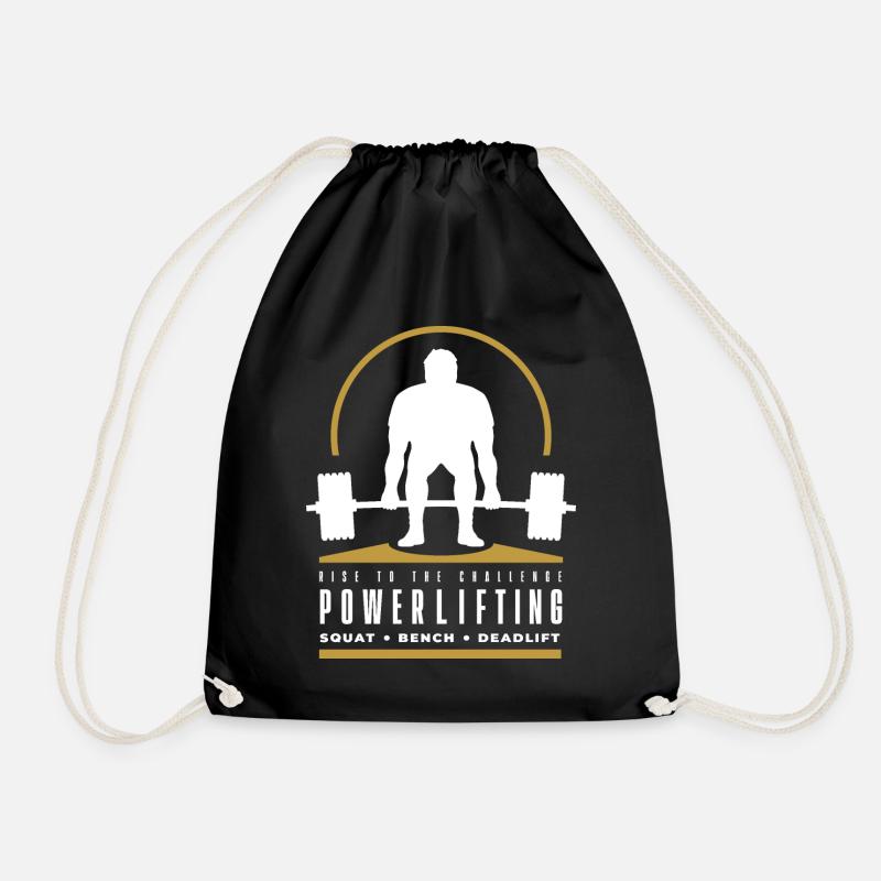 Powerlifting Deadlift - Rise to The Challenge - Drawstring Bag - black