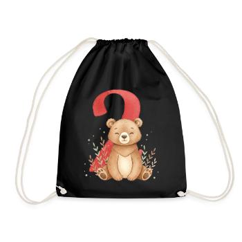 Cuddly bear with number 2 - Drawstring Bag - black - Front