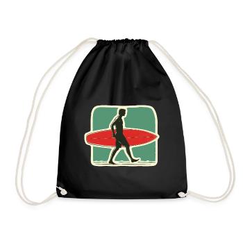 Retro Surfer - Leave the golden days of surfing - Drawstring Bag - black - Front