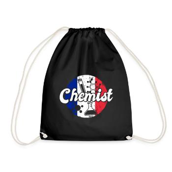 Chemist France Flag Laboratory Chemistry Lab Tech - Drawstring Bag - black - Front