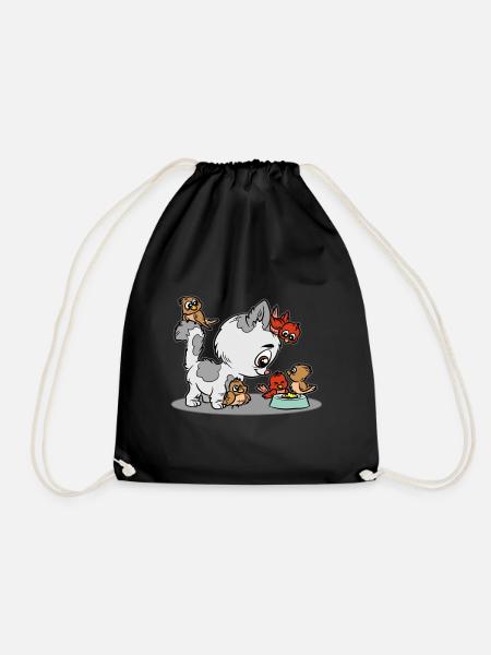 Kitten Bird Sharing Futter Tier - Turnbeutel - Schwarz