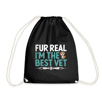 Fur Real I'm The Best Vet Verterinarian Animal - Drawstring Bag - black - Front