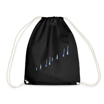 blue water drops line water - Drawstring Bag - black - Front