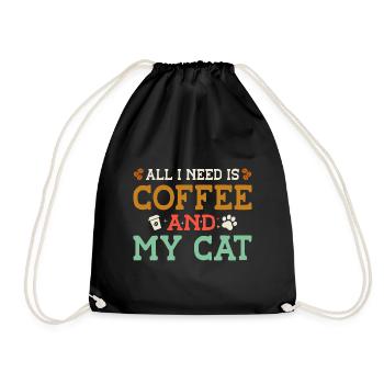 All I Need Is Coffee And My Cat Pet Animals Cat Ow - Turnbeutel - Schwarz - Vorne