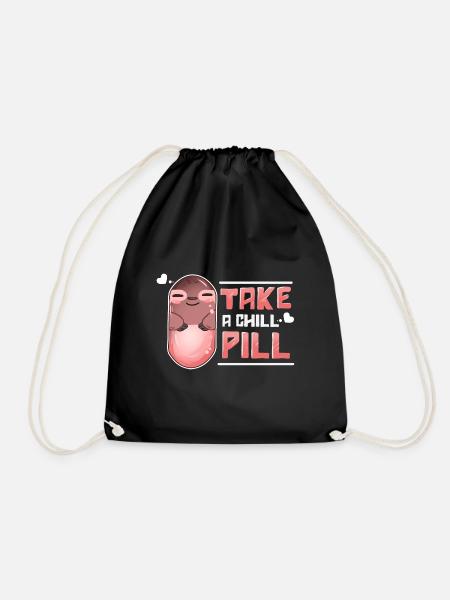 Take A Chill Pill Faultier Sloth Kawaii - Turnbeutel - Schwarz