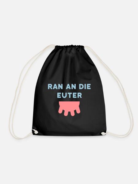 ★ Designfarben änderbar ★ Ran an die Euter, Zitzen - Turnbeutel - Schwarz