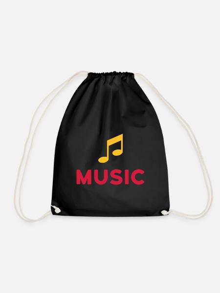 ★ Design colors can be changed ★ Music (Note) - Drawstring Bag - black