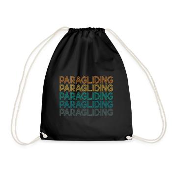 Retro Graphic Paragliding Paraglider Parachute Sky - Turnbeutel - Schwarz - Vorne