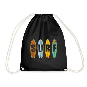 Surfer shirt Surf - Surfen, Surfing, Surfboards - Turnbeutel - Schwarz - Vorne