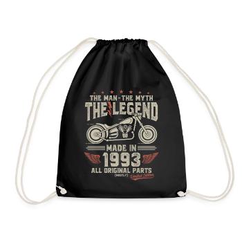 1993 Vintage Man Myth Legend Motorcycle - Drawstring Bag - black - Front