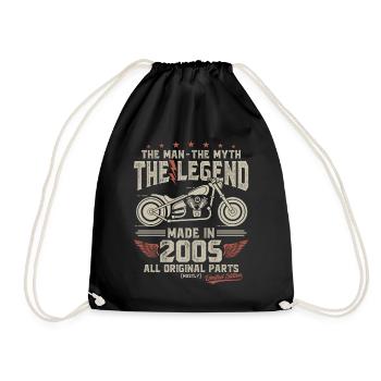 2005 Vintage Man Myth Legend Motorcycle - Drawstring Bag - black - Front