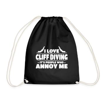 I Love Cliff Diving It's People Who Annoy Me Cliff - Drawstring Bag - black - Front