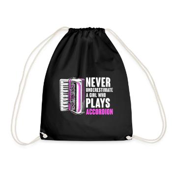 Never Underestimate A Girl Who Plays Accordion Acc - Drawstring Bag - black - Front