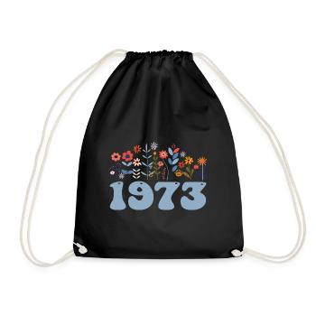 1973 Floral Pattern 1973 Floral Theme Flowers 1973 - Drawstring Bag - black - Front