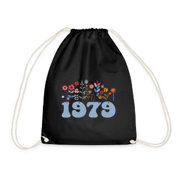 1979 Floral Pattern 1979 Floral Theme Floral 1979 - Drawstring Bag - black - Front
