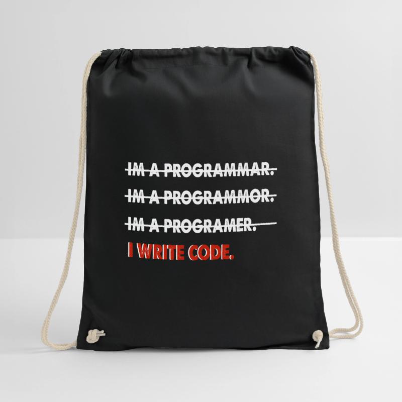 Coder coder funny gift Drawstring Bag
