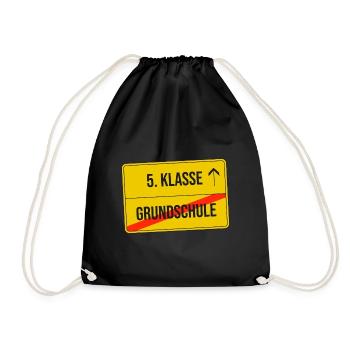 Grundschule ist vorbei, ab in die 5. Klasse! - Turnbeutel - Schwarz - Vorne