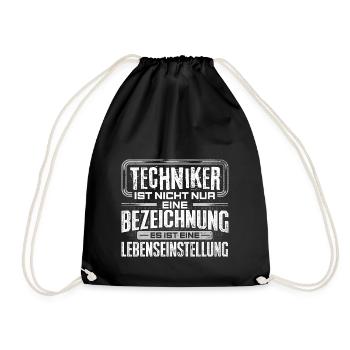 TECHNIKER - Leben - Turnbeutel - Schwarz - Vorne
