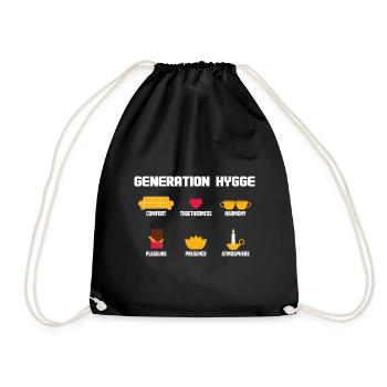 Génération Hygge I Style de vie danois I Cadeau - Sac de sport léger - noir - Devant