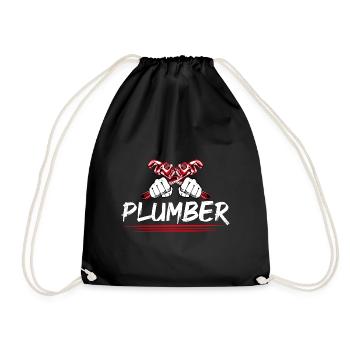 Retro Graphic Plumbing Mechanic Heating Engineer T - Turnbeutel - Schwarz - Vorne