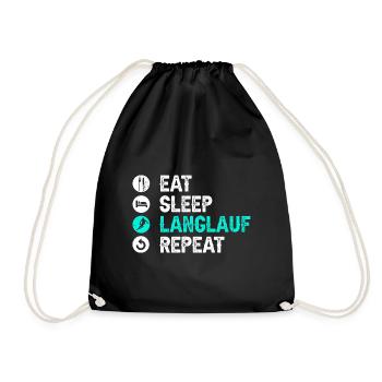 Eat Sleep Langlauf Repeat Wintersport Skifahrer La - Turnbeutel - Schwarz - Vorne