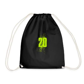 20 Neon Number Grün - Turnbeutel - Schwarz - Vorne