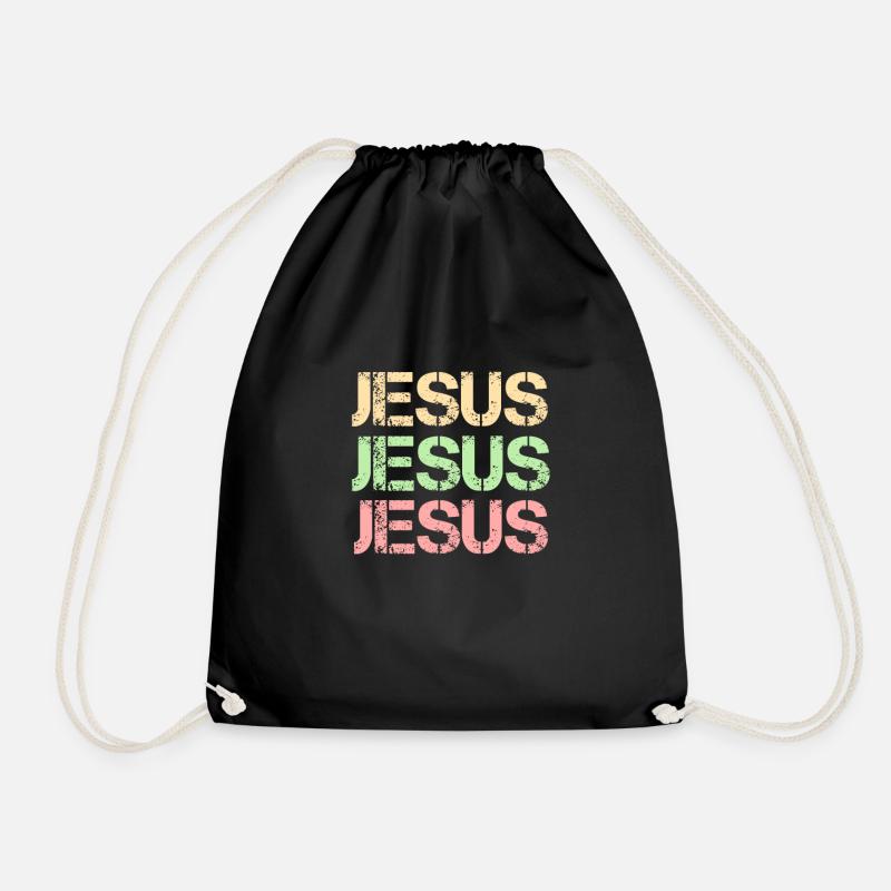 Jesus Jesus Jesus Christian Proverbs Hallelujah - Drawstring Bag - black