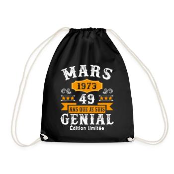 49 Ans Anniversaire Vintage Né(e) en Mars 1973 - Sac de sport léger - noir - Devant