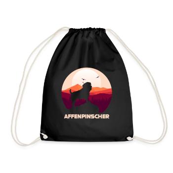Affenpinscher dogs - Drawstring Bag - black - Front