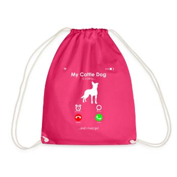 Australian Cattle Dog - Drawstring Bag - fuchsia - Front