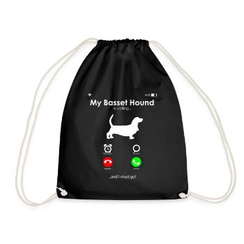 Basset Hound - Drawstring Bag - black - Front