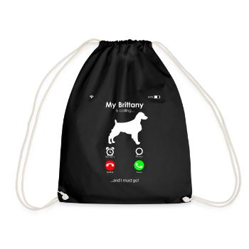 Brittany Spaniel Epagneul Breton Dog - Drawstring Bag - black - Front