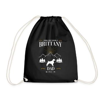 Brittany Spaniel Epagneul Breton Dog - Drawstring Bag - black - Front