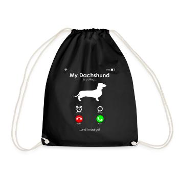 Dachshund Funny Dogs Gift - Drawstring Bag - black - Front