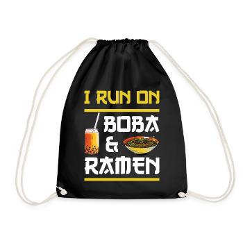 I RUN ON BOBA AND RAMEN - Drawstring Bag - black - Front