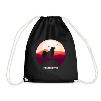 Finnischer Spitz und Moon Halloween - Turnbeutel - Schwarz - Vorne