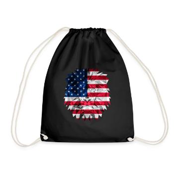 Geometric lion in polygon style with American - Drawstring Bag - black - Front