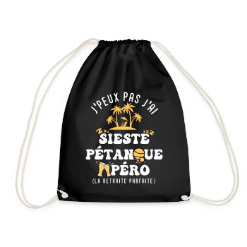 je peux pas j'ai sieste pétanque pour retraité - Sac de sport léger - noir - Devant