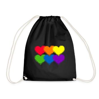 Pride Heart Lgbtq Bisexual Rainbow Love Transgende - Turnbeutel - Schwarz - Vorne