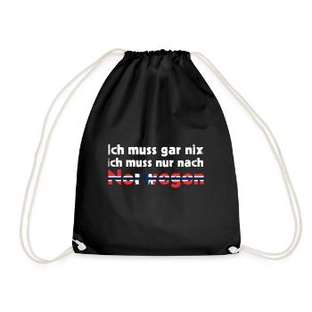 Norwegen Ich muss gar nix ich muss nur nach - Turnbeutel - Schwarz - Vorne